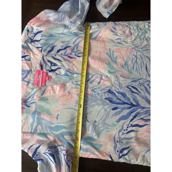 Lilly Pulitzer Elenora Silk Dress Kaleidoscope Coral Bell Sleeve S - Picture 4 of 10